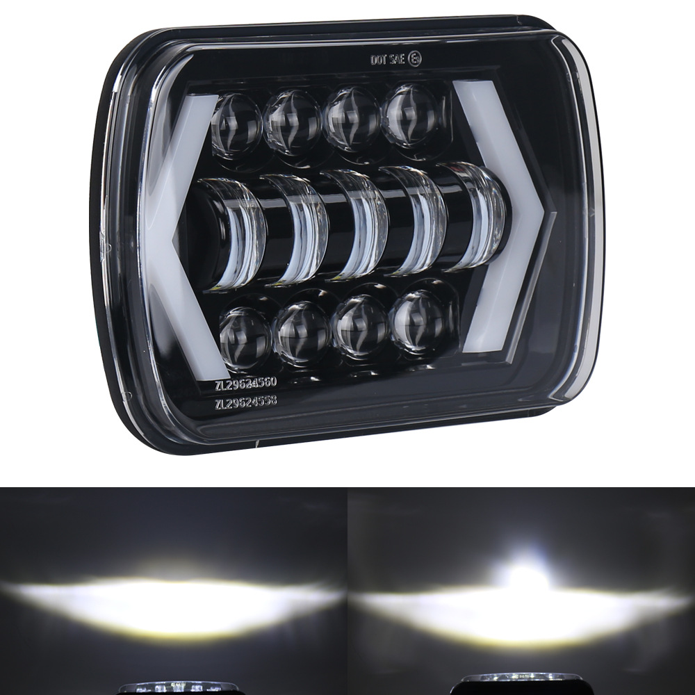 5X7 Square Wrangler Headlight 5x77inch Cherokee Headlight 55W Led Work Lights Truck