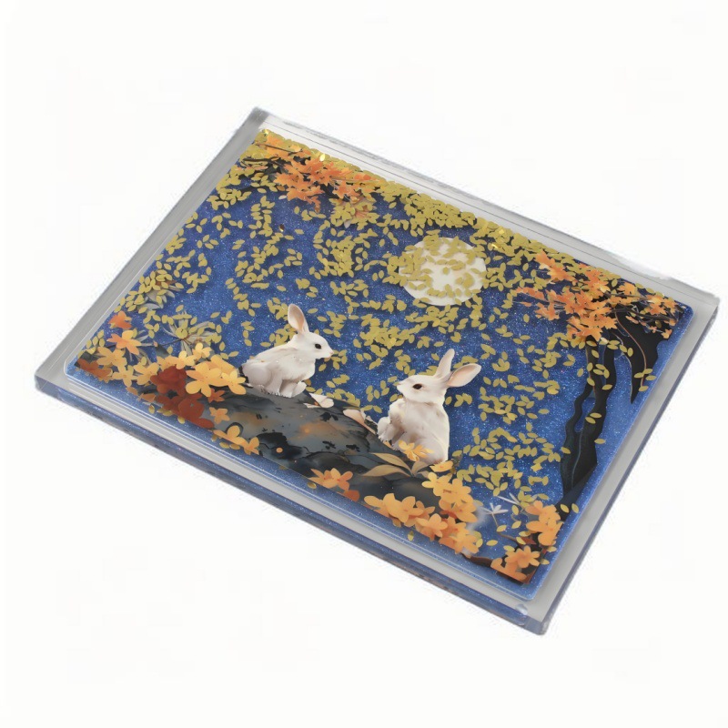 Acrylic Quicksand Mahjong Cultural and Creative Mahjong Peripheral Stand Ornaments DIY Anime Star Transparent Keychain Card Brick