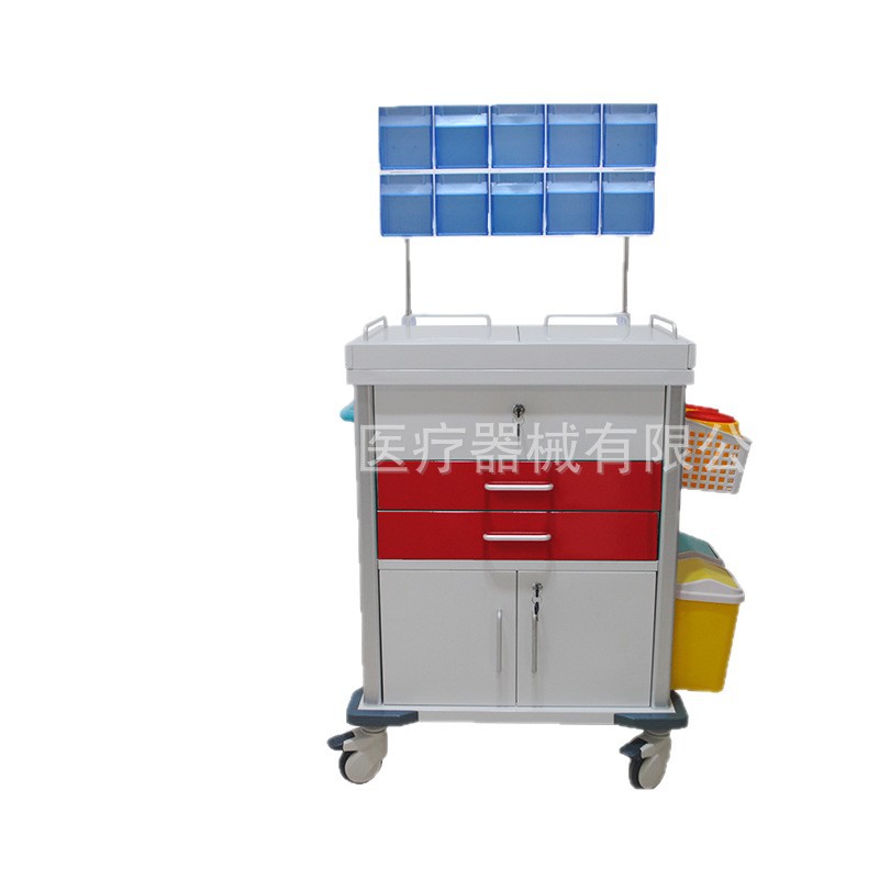 Medical Anesthesia Cart, Steel-Plastic Medicine Emergency Cart, Medical Multi-Functional Cart, Color Steel Emergency Cart, Steel-Plastic Medicine Delivery Cart