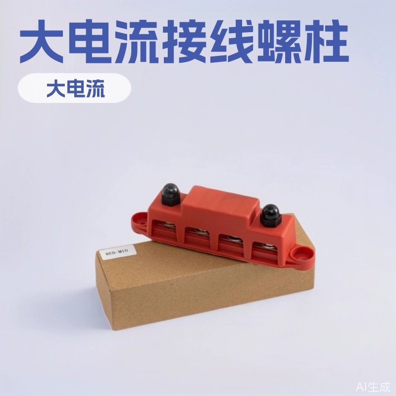 Шинный блок для RV, M8M10, высокотоковое соединение, 4 клеммы, красный черный