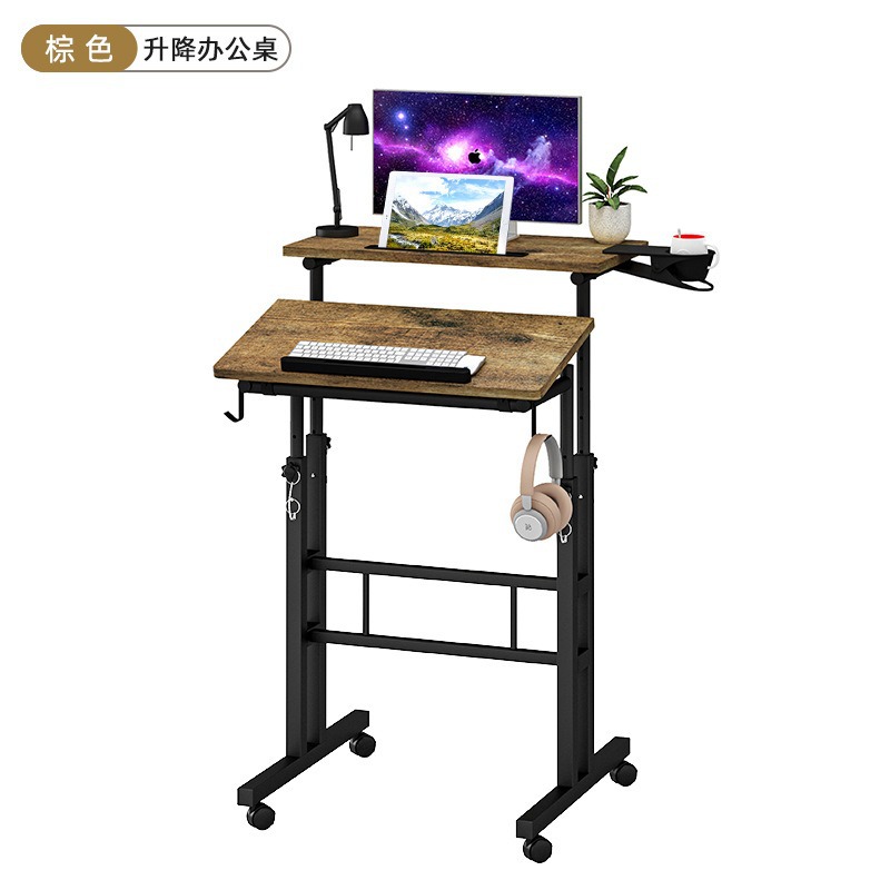 Computer Desk Can Be Lifted and Lowered, Mobile with Wheels, Retro Standing Office Treadmill Front Table, Cycling Table Wholesale Customization