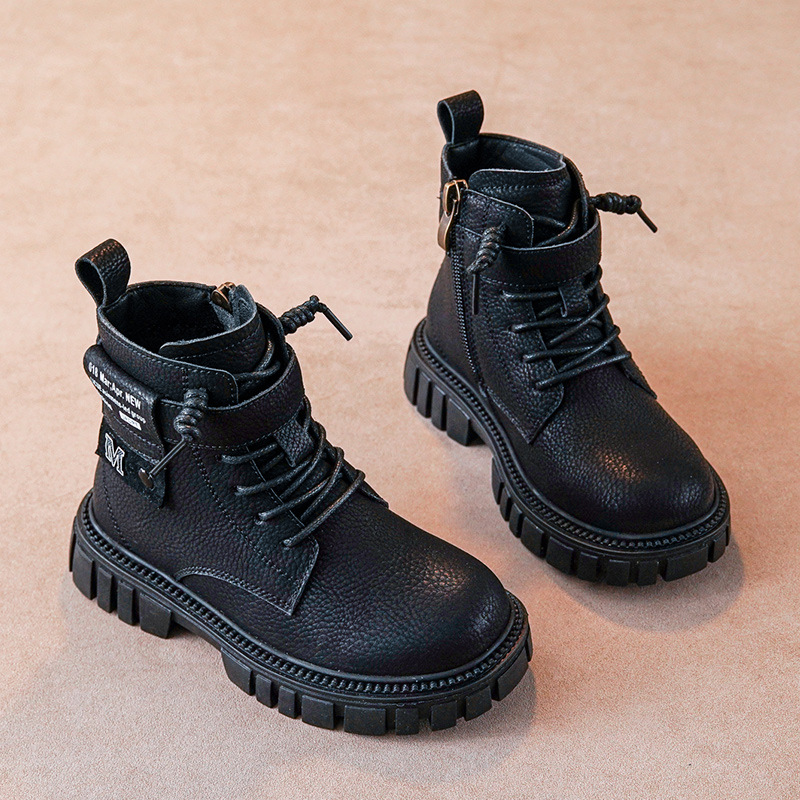 Boys' Boots, Fashionable and Casual Kidsren's Boots, Autumn and Winter New Style 2025 British Style Cotton Boots for Big Kidsren and Little Boys