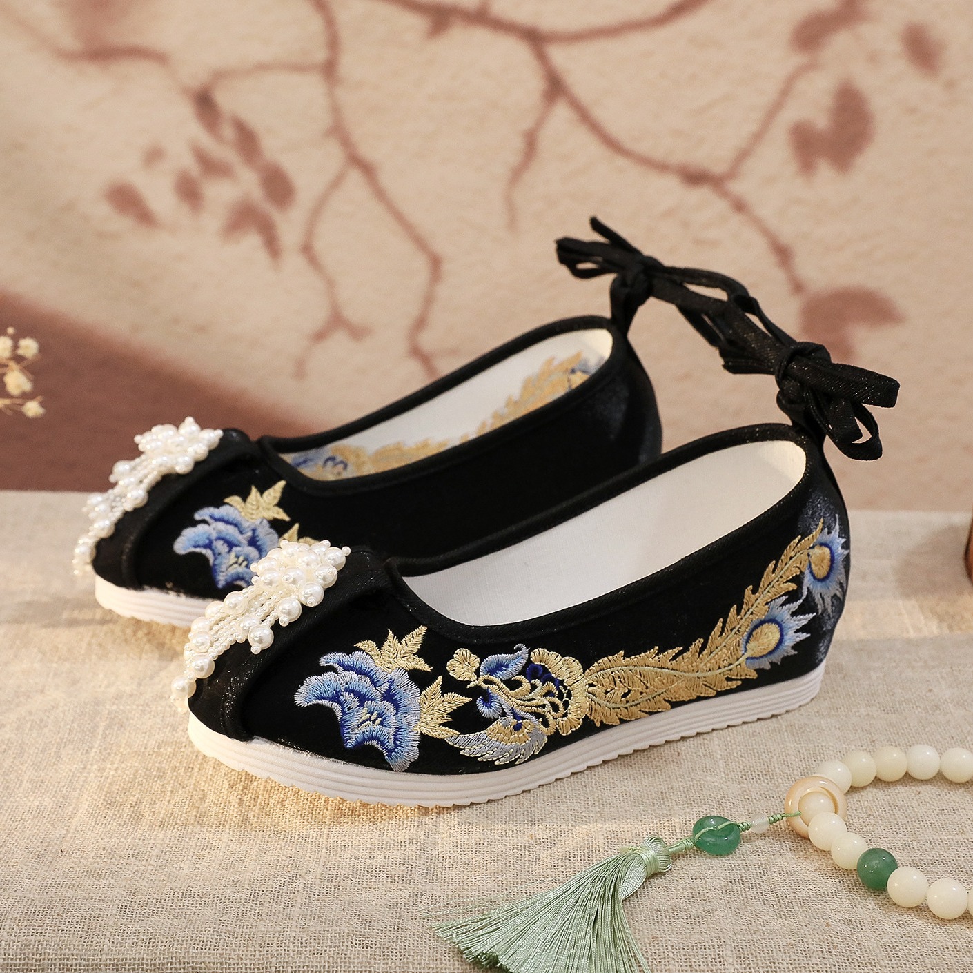 Обувь Циньлуань, утепленные, для ханфу, с кисточками, вышивка феникса