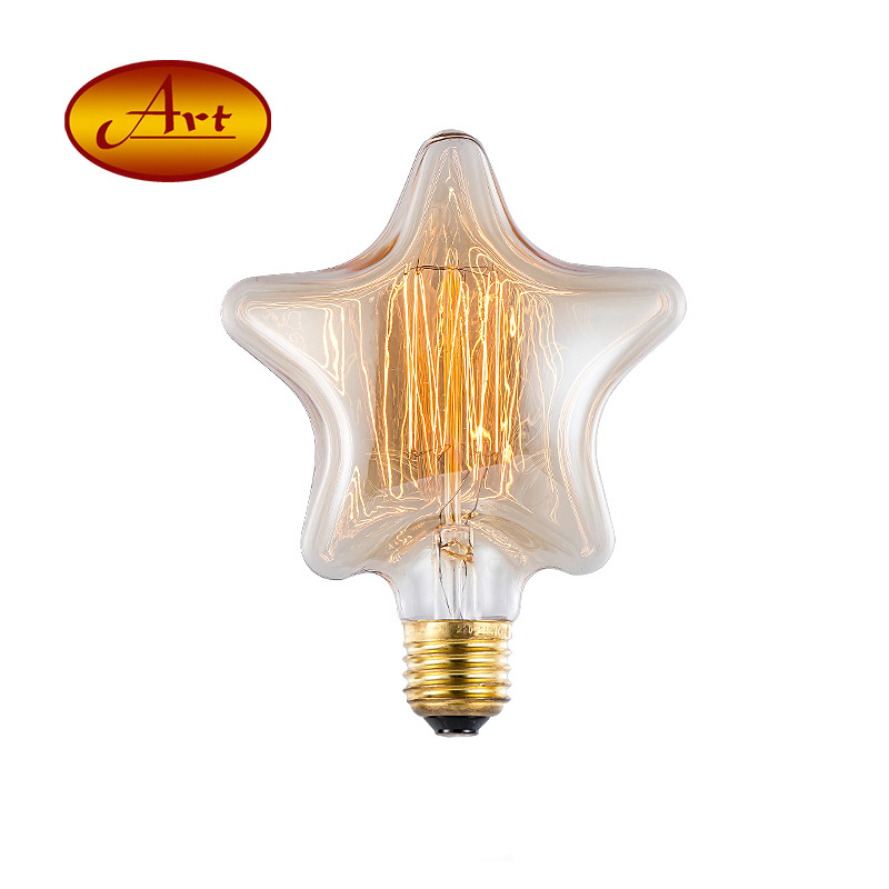 Лампочка Эдисона с регулируемой яркостью, декоративная для рождественской вечеринки, прямая шелковая с пятиконечной звездой