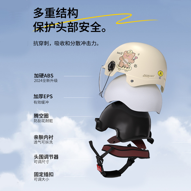 New National Standard Certified Electric Vehicle Helmet for Women, Summer Sun Protection Battery Motorcycle Half Helmet for Men, All-Season Safety Helmet