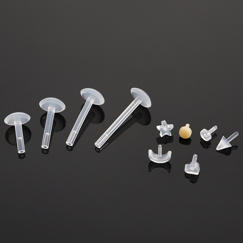 Transparent Replacement Nail Lip Nail Holed European and American Lip Ring Nail Wine Nail Personalized Nose Nail Perforated Piercing Trendy Jewelry