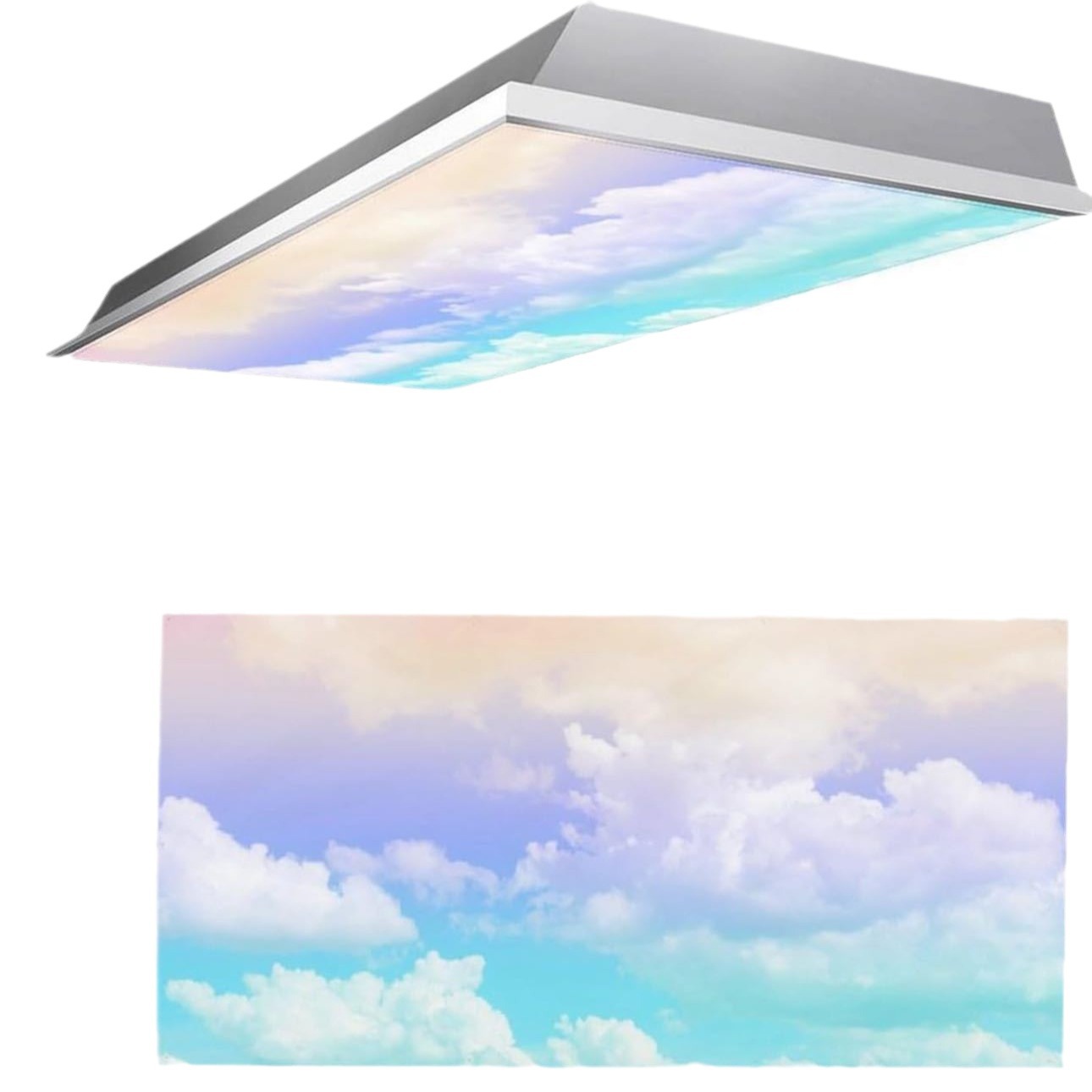 Amazon Hot Sale Anti-vertigo Flame Retardant Panel Lamp Shade Fluorescent Ceiling Lamp Shade Printed Magnetic Shade Fabric