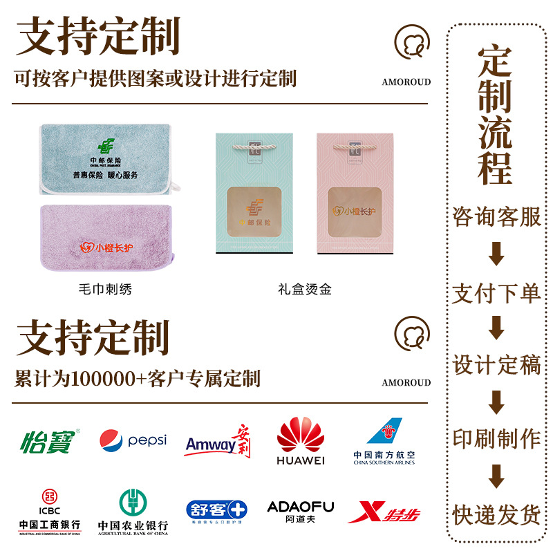 Mufando Coral Velvet Bath Towel Three-Piece Gift Box Company Event Custom Logo Towel Gift Set Souvenir