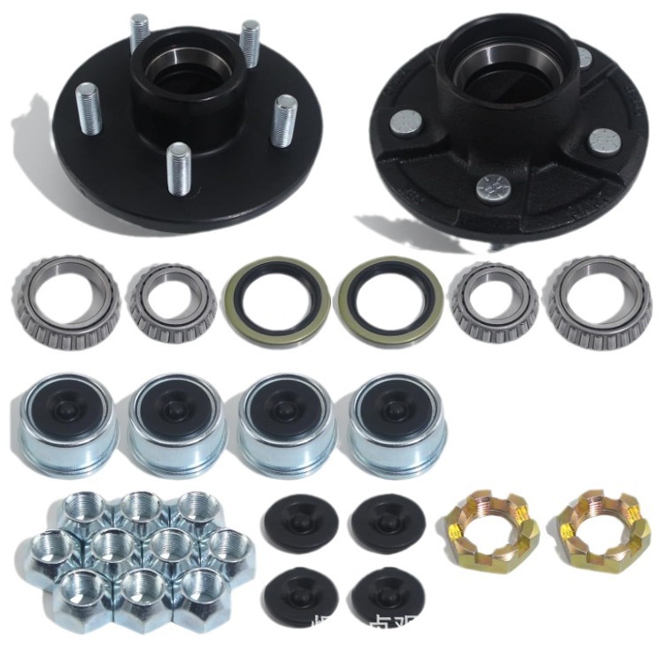 2 Sets of 3500 Pounds Trailer Rv Non-Brake Bridge Trailer Hub 5*4.5inch Wheel Hub Kit