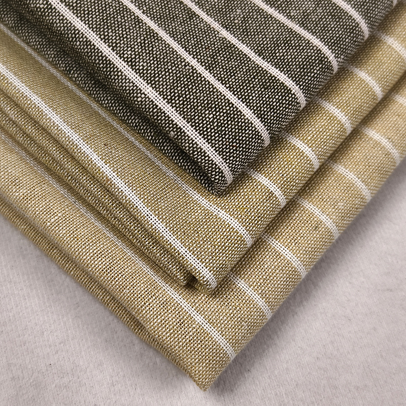 Factory wholesale clothing fabric polyester cotton hemp striped blended yarn-dyed woven tablecloth curtain linen fabric 010