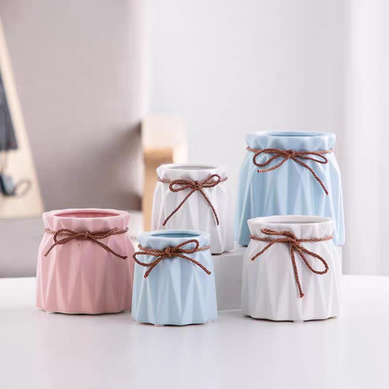 Креативная пластиковая ваза с веревкой, искусственные цветы, подсвечник