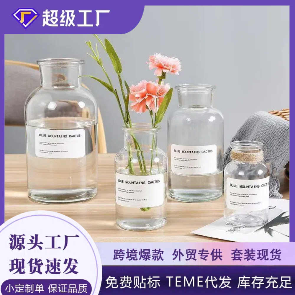 Кросс-бордерная оптовая продажа новых стеклянных ваз для украшения гостиной и ресторана, изысканные цветочные композиции