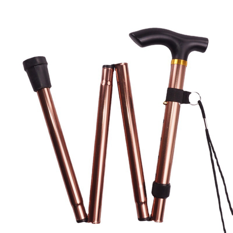 Factory Cross-Border Outdoor Folding Hiking Stick Five-Section Telescopic Elderly Crutches Travel Climbing Crutches Walking Sticks