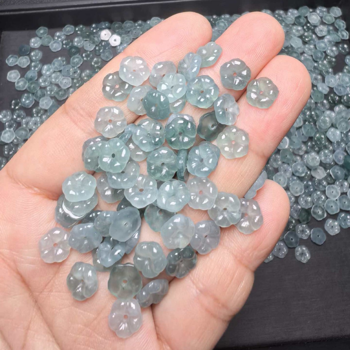 Браслет, ожерелье, серьги с замком из нефритового льда 8 мм, богатый цветок нефрита, перфорированный стиль