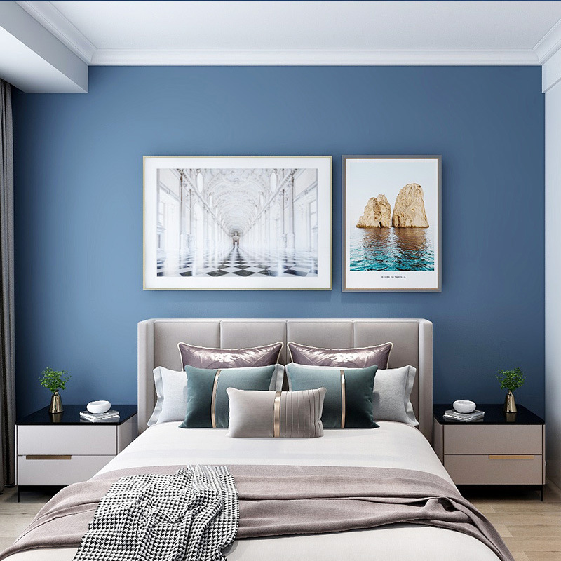 Nordic Style Blue Seamless Whole House Wall Cloth Modern Simple Children's Living Room TV Background Wall Bedside Dark Blue Wall Cloth