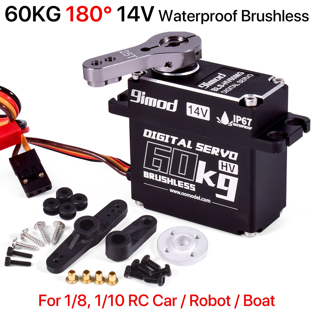 9imod 50kg 60kg 70kg Brushless Waterproof Steering Gear Metal Tooth Digital High Voltage 14v Server