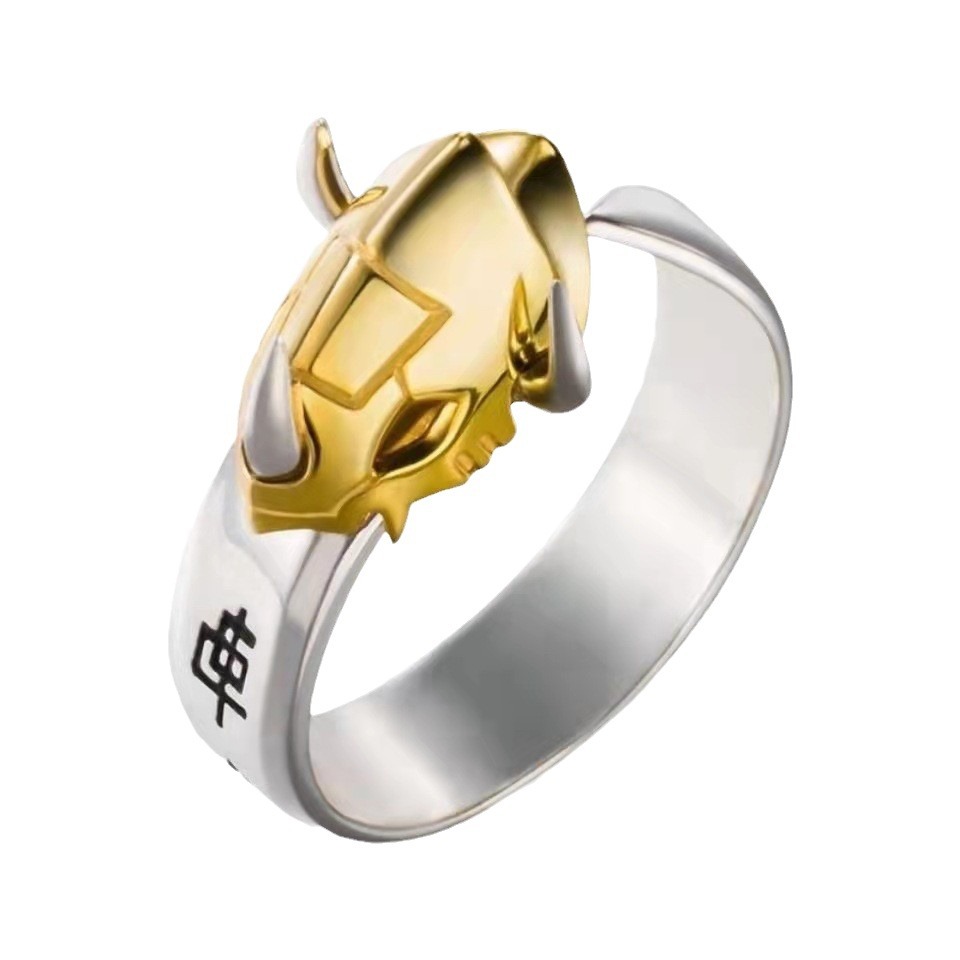 Classic Animation Digimon Ring Tyrannosaurus Sword Steel Galu Rudai Silver Couple Ring Boys and Girls Wholesale