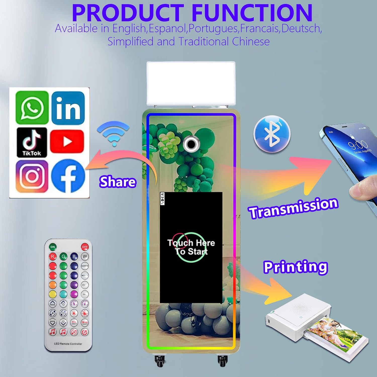 Mirrorphotobooth Interactive Magic Mirror Photo Booth Multi-Functional All-In-One Mirror Party Photo Machine Photo Booth