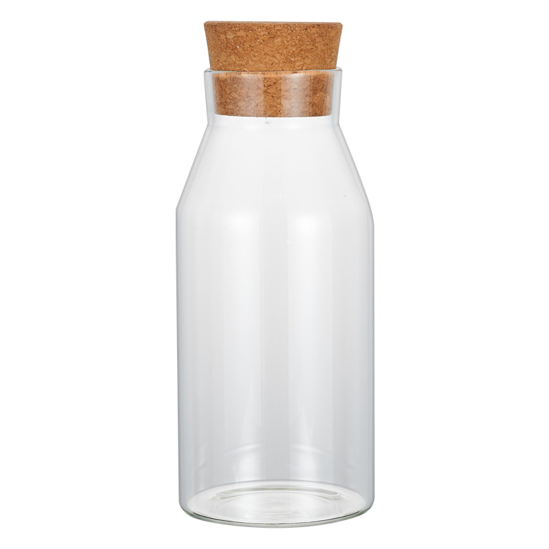 in stock Wholesale Transparent Glass Sealed Jar Household Tea Cereals Storage Bottle Cork Glass Storage Jar