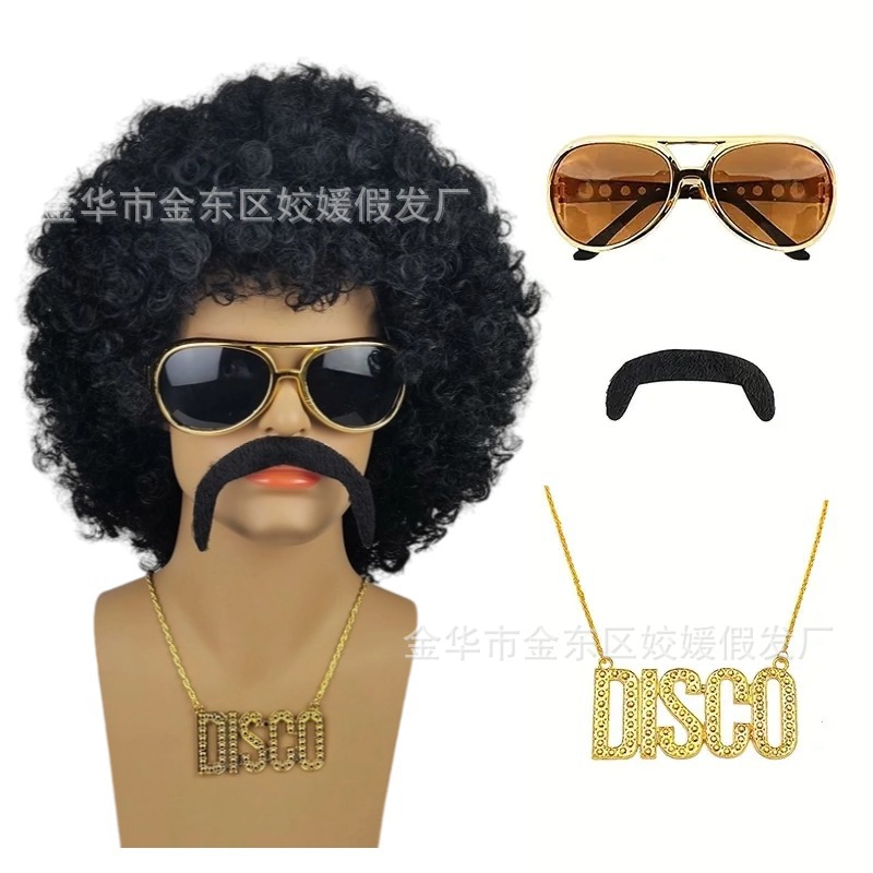 Парик на Хэллоуин, стиль 70-х, панк, тяжелый металл, диско-вечеринка, парик для мужчин в стиле хип-хоп и рок