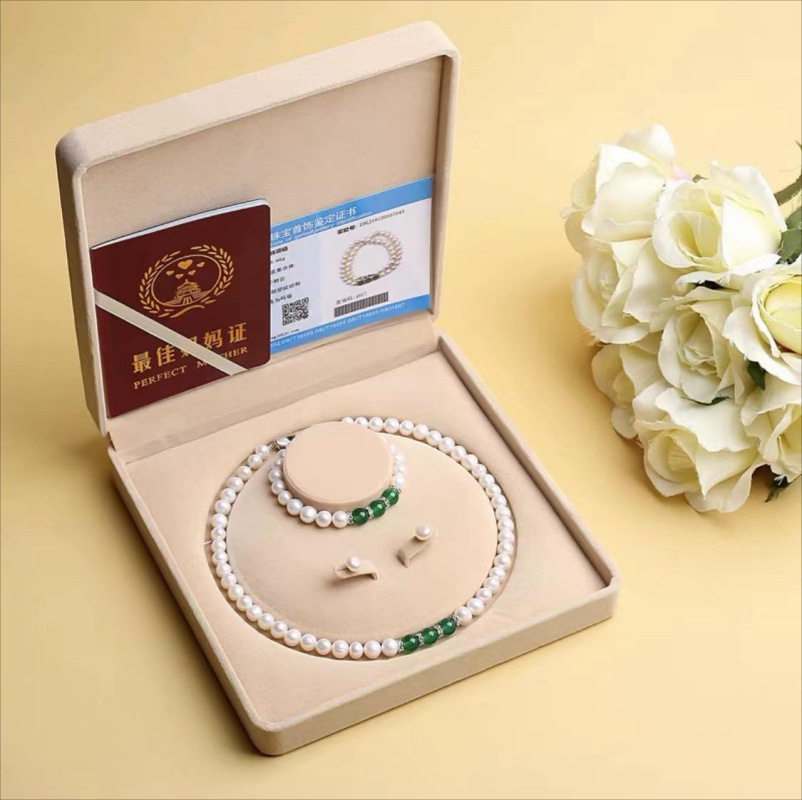 Natural Freshwater Pearl Necklace Set Mother's Day Gift Necklace Earrings Bracelet Three-piece Set Live Special