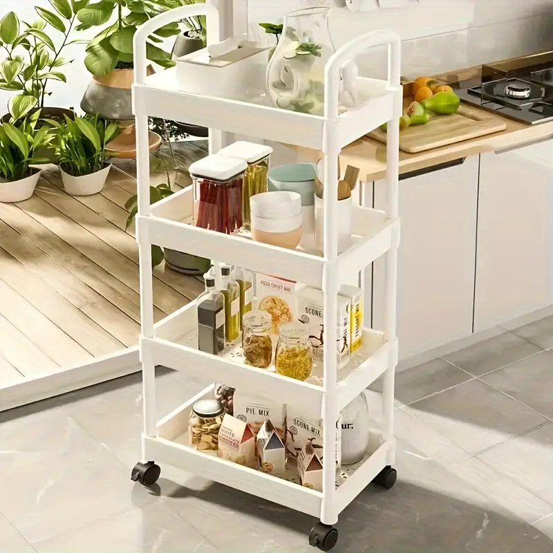 Trolley Storage Rack Plastic Multi-Layer Household Bedroom Baby Mobile Snack Kitchen Multi-Functional Storage Rack
