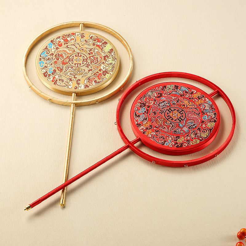 Chinoiserie Round Fan Holding Flower Show Wedding Fan He Fan Bride Wedding Handmade Wedding Fan DIY Material Package Chinoiserie