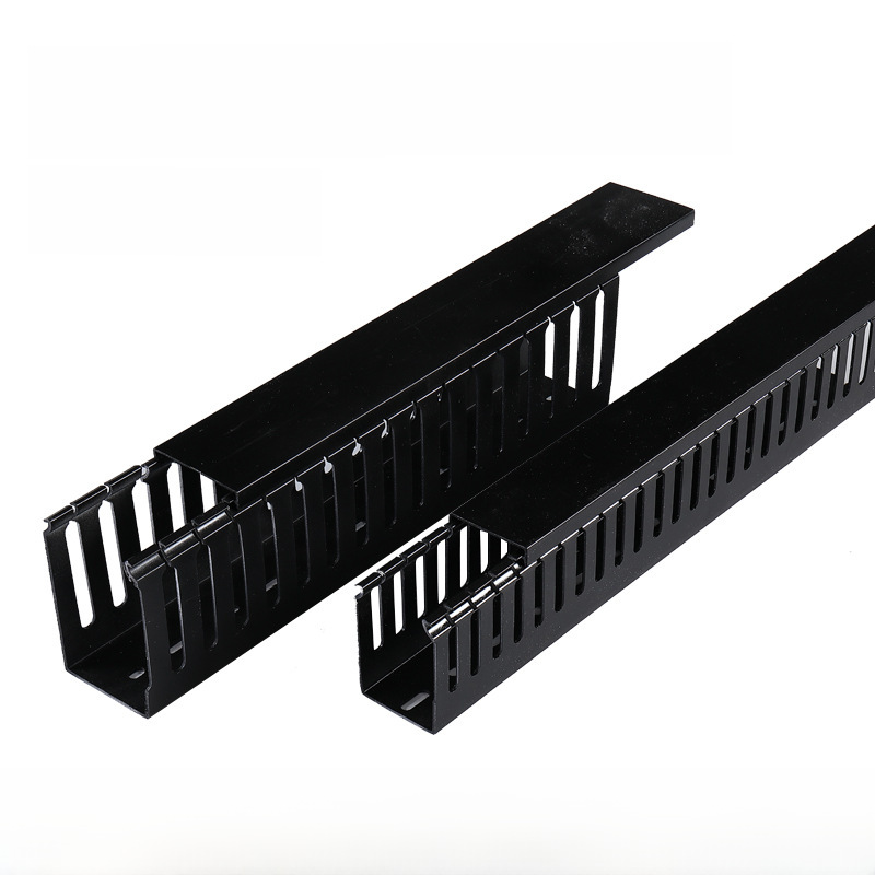 pvc black trunking flame retardant U-shaped industrial plastic Open-mounted trunking distribution gas box control cabinet trunking