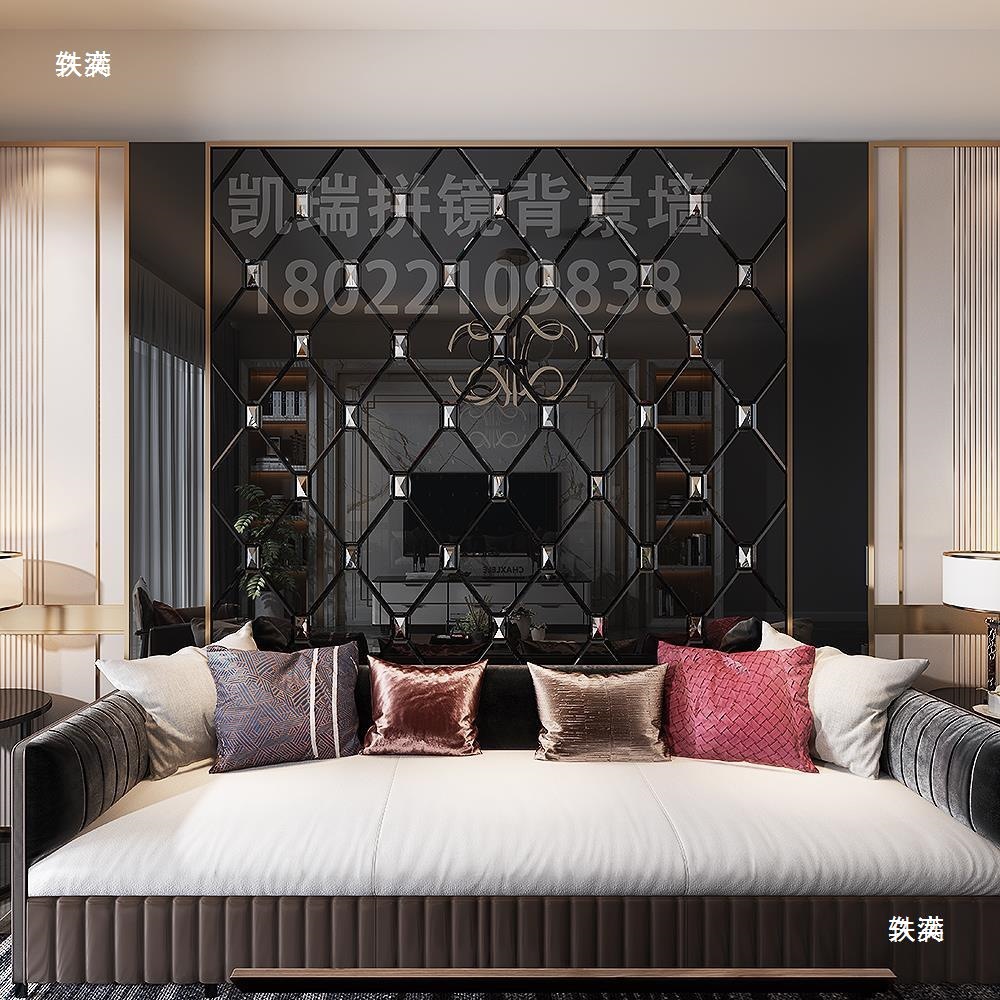 Art Glass Background Wall Living Room Tv Restaurant Gray Mirror Car Engraved Rhombus Mirror Splicing Tea Mirror Factory Store