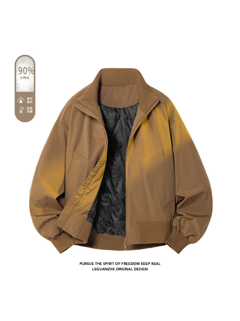 90% White Duck down American Pilot-Style down Jacket for Men, Cleanfit High-End Stylish Short Jacket