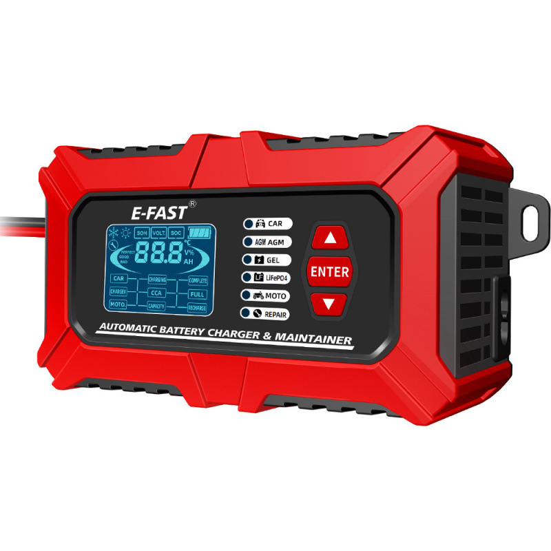 E-Fast Battery Tester Battery Analyzer 12V Iron Lithium Motorcycle Lead Acid Car Battery Charger