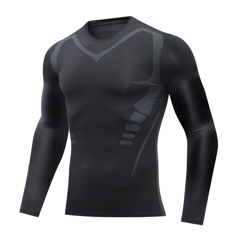 Sports tights men's summer quick-drying T-shirt high elastic compression training clothing breathable long sleeve running fitness clothing