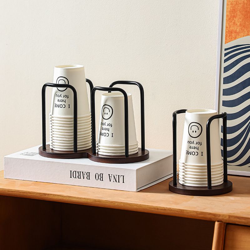 Cross-Border Paper Cup Holder Disposable Cup Cup Holder Desktop Coffee Table Storage Rack Tea Cup Coffee Bamboo Cup Holder