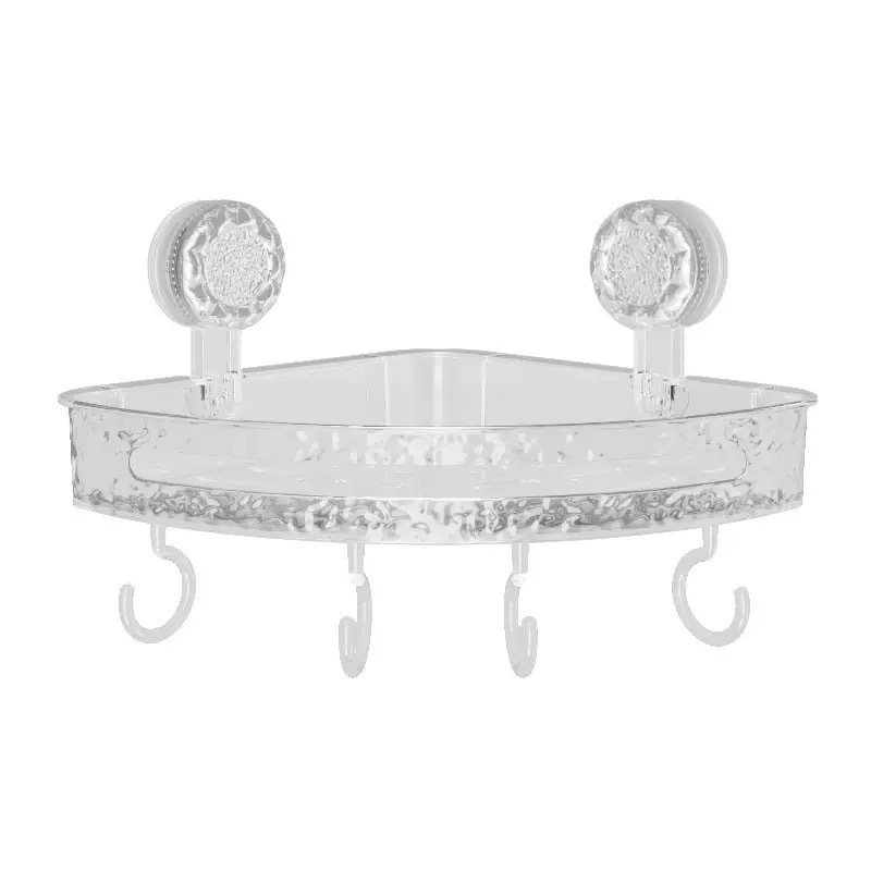 Bathroom Triangle Shelf, No-Drill Wall-Mounted Plastic Toilet Corner Shelf, Suction Cup Storage Rack