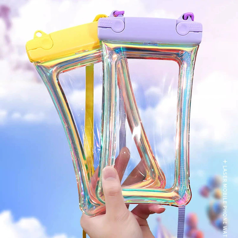 Mobile Phone Waterproof Bag Laser TPU Outdoor Diving Touch Waterproof Bag Inflatable Transparent Swimming Mobile Phone Protective Bag