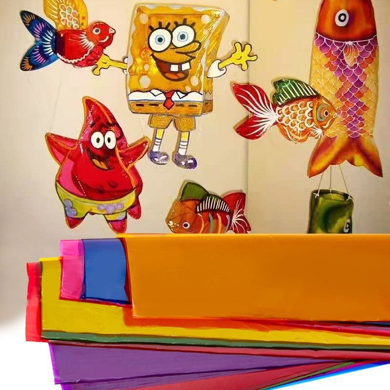 Sun Protection Colorfuled Cellophane Transparent Flowers Handmade Candy Wrapping Paper Early Childhood Teaching Color Recognition Light Transmission Light and Shadow