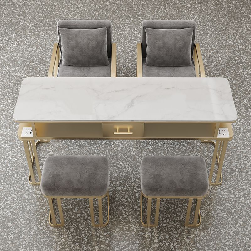 Light Luxury Internet-Famous Manicure Table for One, Two, or Three People, Simple Modern Manicure Station, Manicure Shop Soft-Covered Table and Chair Set