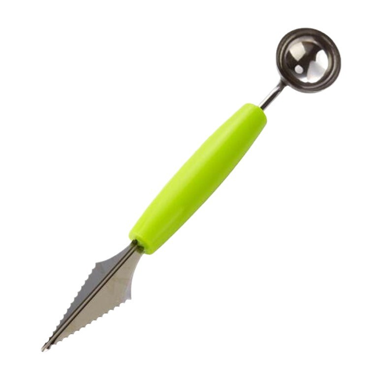 Multi-functional double-head stainless steel fruit digging ball spoon corrugated carving knife watermelon fruit platter digging spoon ball digger