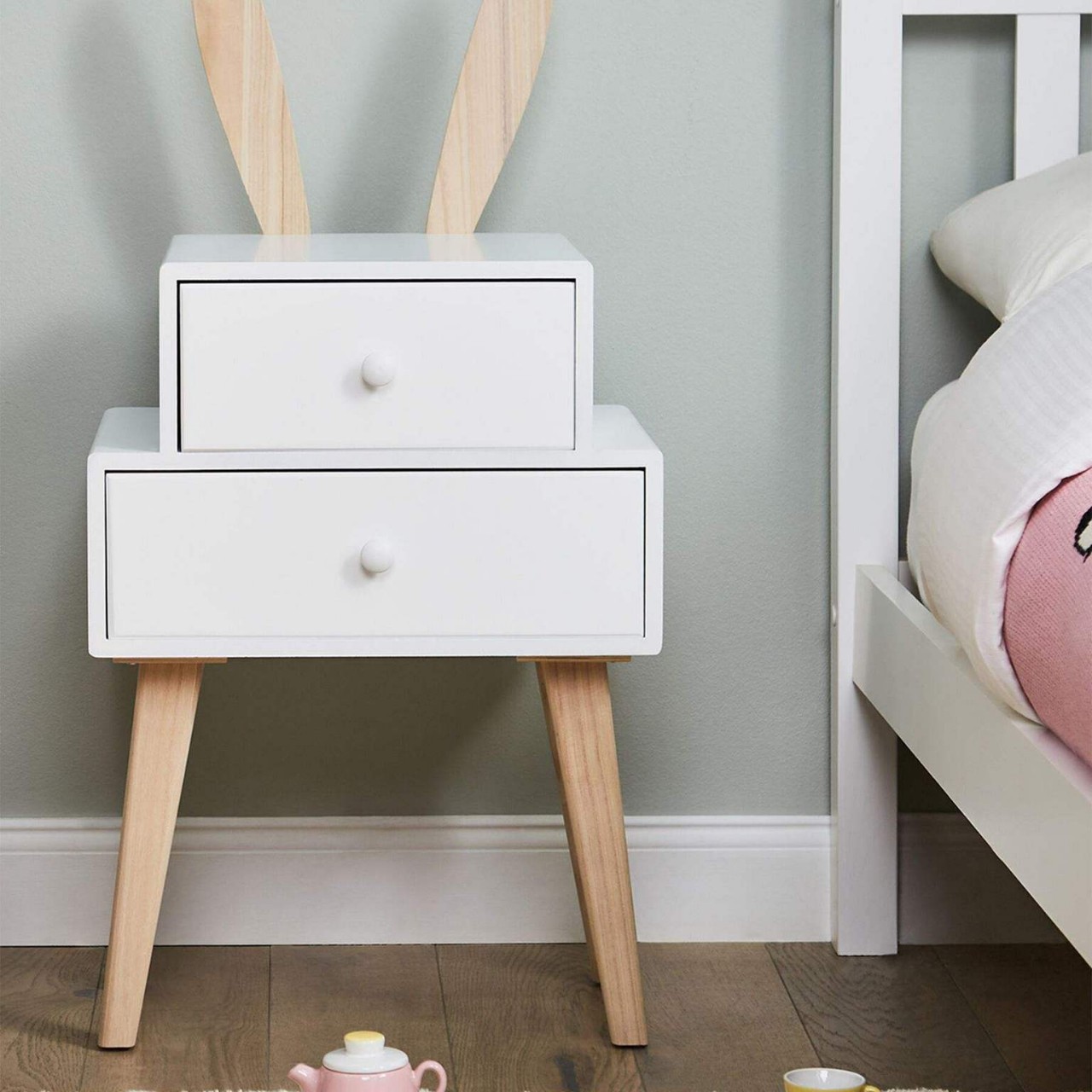 Phoenix Cute Children's Bedside Table Rabbit Shape Suitable for Children's Bedside Table Storage Storage Toys Etc
