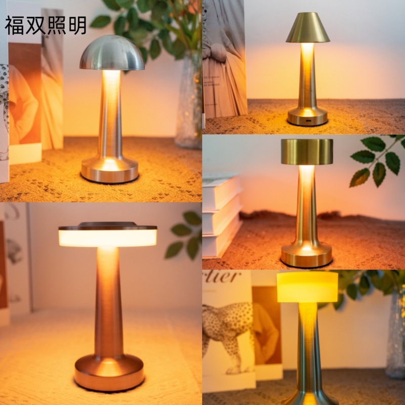 Cross-border Creative Decorative Table Lamp Bar Bedroom Living Room Charging Touch Nightlight Camping Atmosphere Dumbbell Table Lamp
