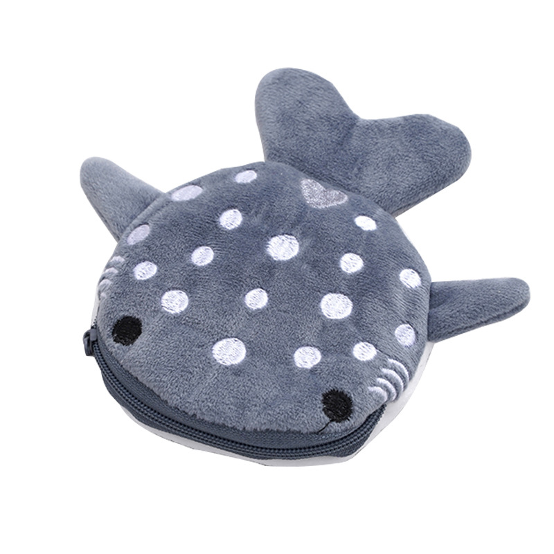 Factory production cartoon children shark coin purse plush zipper bag data cable packaging jewelry pendant small gifts