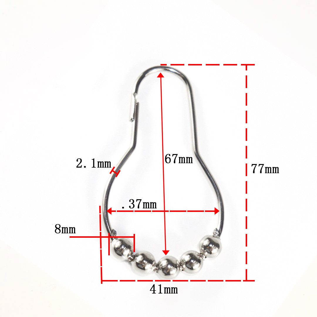 Manufacturer bathroom accessories hook five beads gourd type hook metal buckle shower curtain curtain hook in stock wholesale