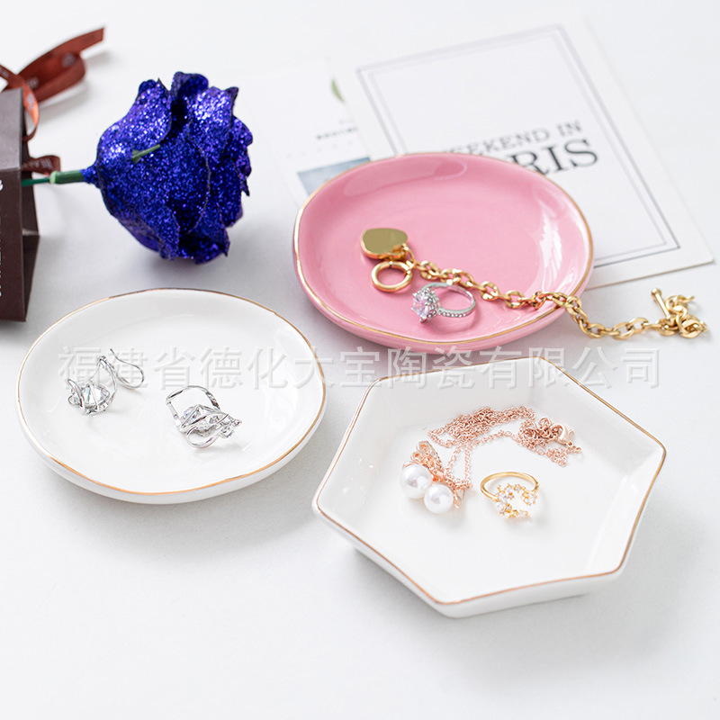 Abstract Special-Shaped Disc Ceramic Jewelry Tray Storage Ceramic Tray Storage Tray Wholesale Customizable Logo