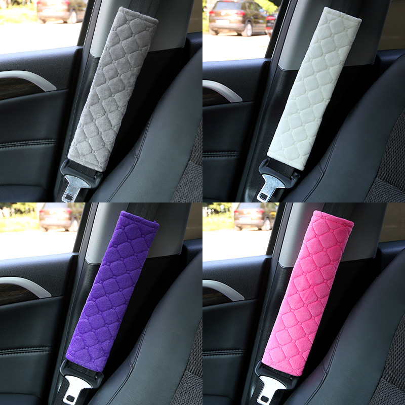 Car Shoulder Cover Car Supplies Simple Ice Silk Plush Soft and Comfortable Fabric Convenient Safety Belt Protective Cover