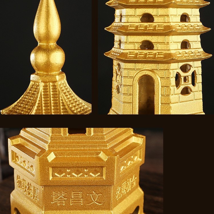 Brass Wenchang Tower Pure Copper Ornaments Nine-Story Thirteen-Layer College Entrance Examination Gifts Metal Cultural and Creative Copper Crafts Wholesale