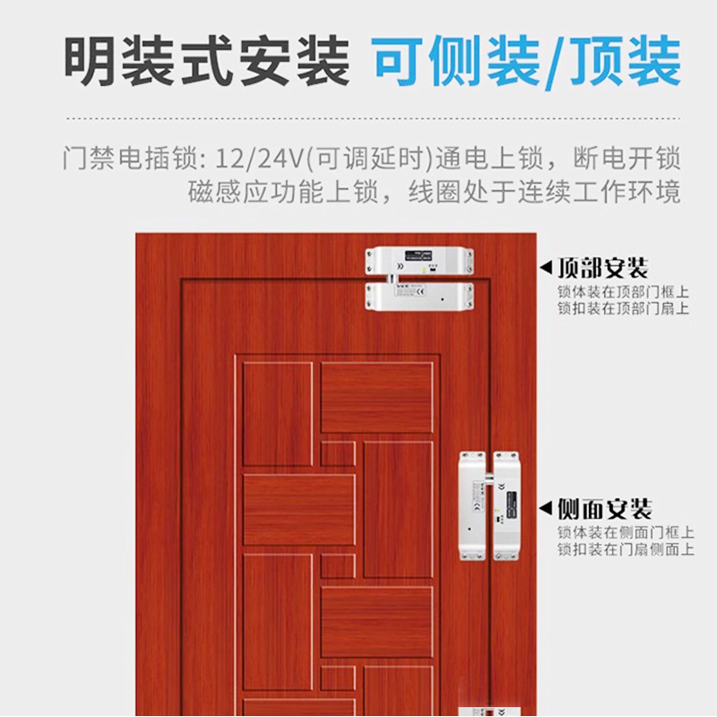 Surface-Mounted Electric Mortise Lock Access Control Electric Lock Hanging Delay 12V24V Digital Lock