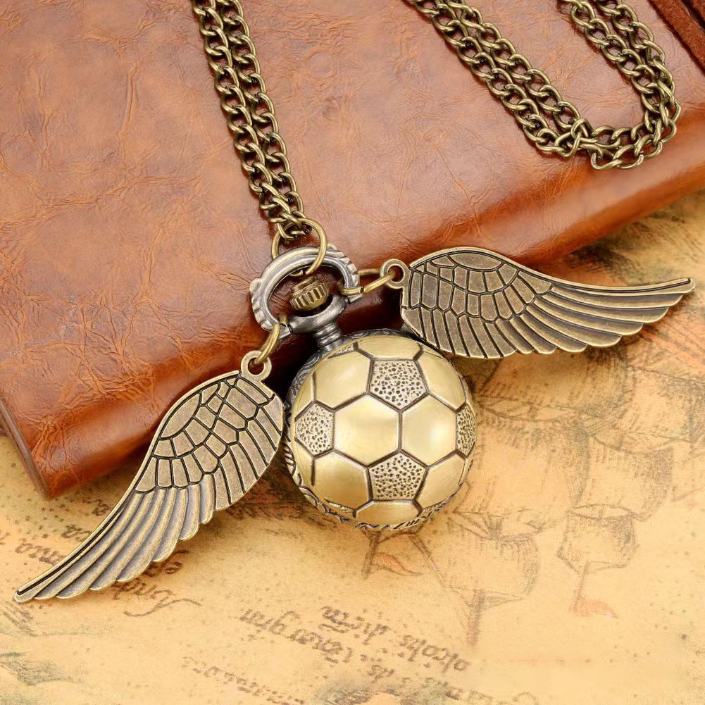 Harry Potter Peripheral Pocket Watch Golden Snitch Ball Vintage Necklace Watch Flip Large Wings Pendant Memorial Watch
