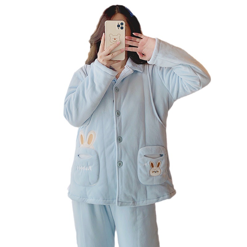 New Baby Velvet Thickened Quilted in stock Lunch Suit Pregnant Women Lactation Soft suit for Autumn and Winter 2025