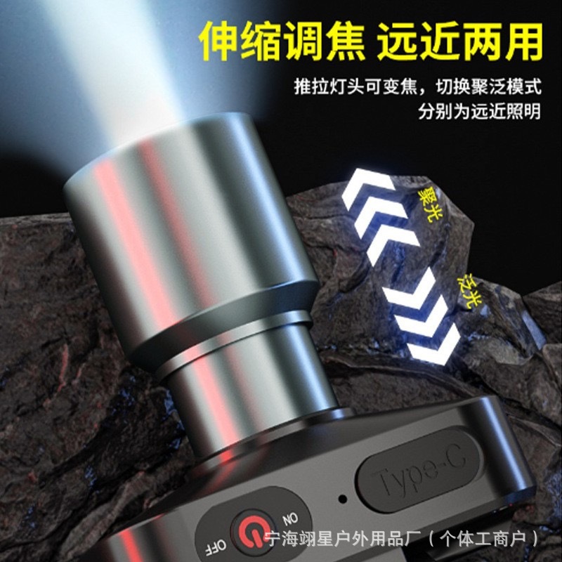 Cross-border led strong light headlight long battery life lithium battery head lamp multifunctional outdoor usb rechargeable fishing headlight