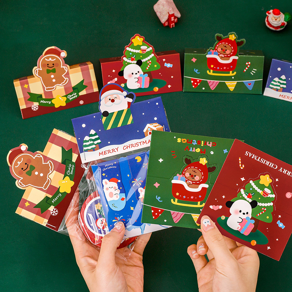 Ins Cute Christmas Card Head Cartoon Christmas Decoration Stereo Small Card Christmas Gift Packaging Material Card